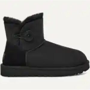 UGG Mini Bailey Button Sheepskin-Lined Suede Ankle Boots